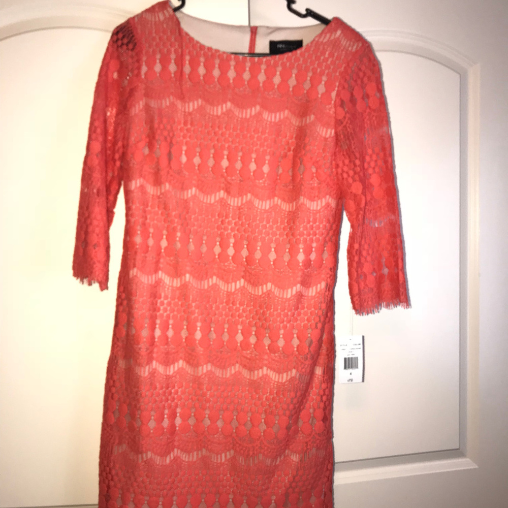 RN Studio Coral Lace Shift Dress